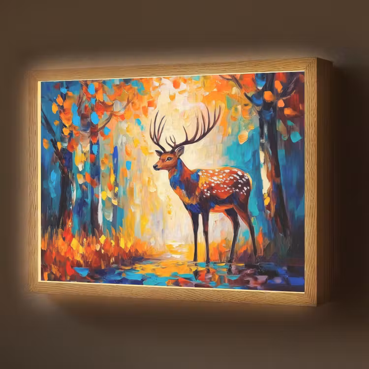 Lightbox - Wandlamp - Hert - Bosdieren - Natuur - Kunst — 1