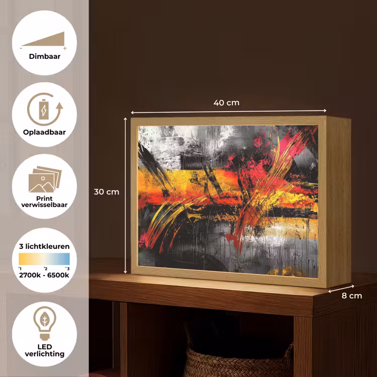 Lightbox - Wandlamp - Kunst - Zwart - Abstract — 10