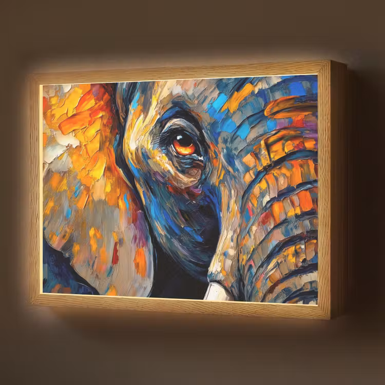 Lightbox - Wandlamp - Olifant - Kunst - Dieren — 1