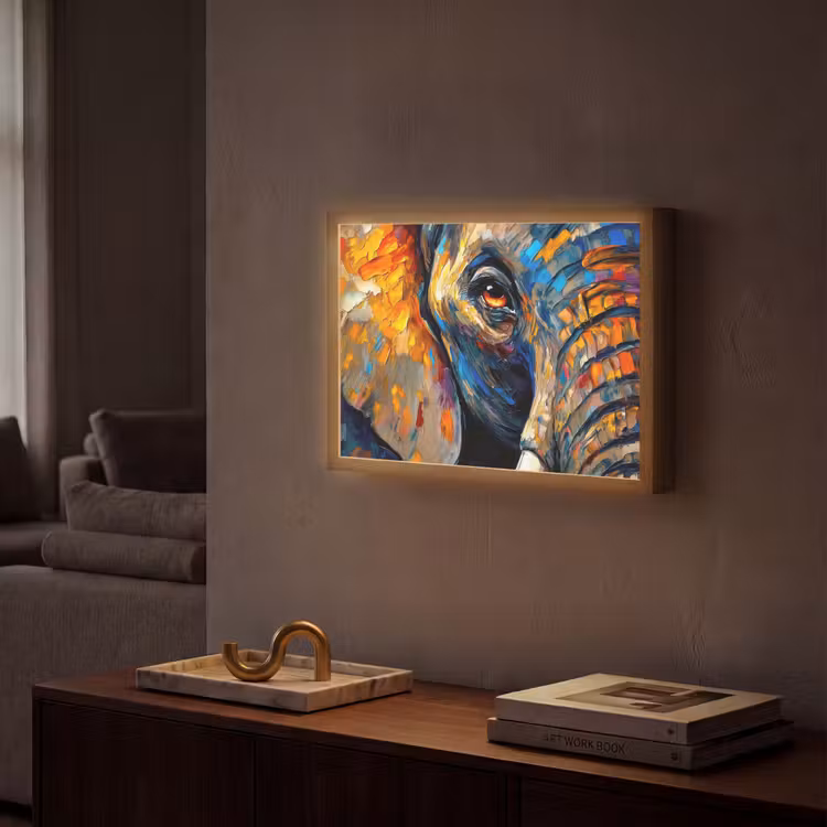 Lightbox - Wandlamp - Olifant - Kunst - Dieren — 2