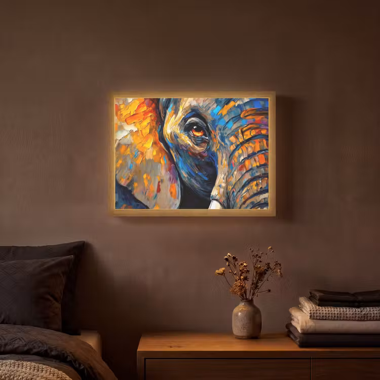 Lightbox - Wandlamp - Olifant - Kunst - Dieren — 3