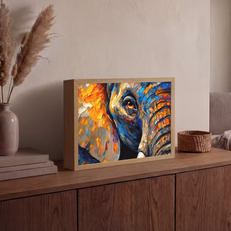 Lightbox - Wandlamp - Olifant - Kunst - Dieren — 4