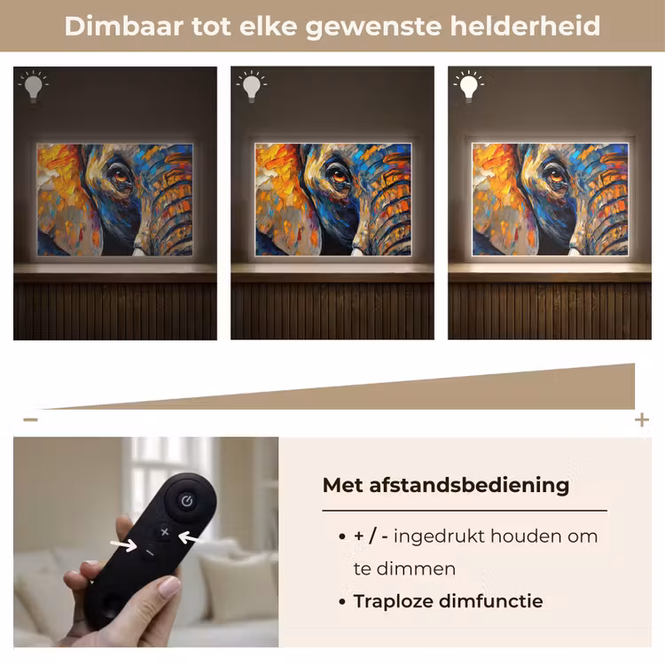 Lightbox - Wandlamp - Olifant - Kunst - Dieren — 9