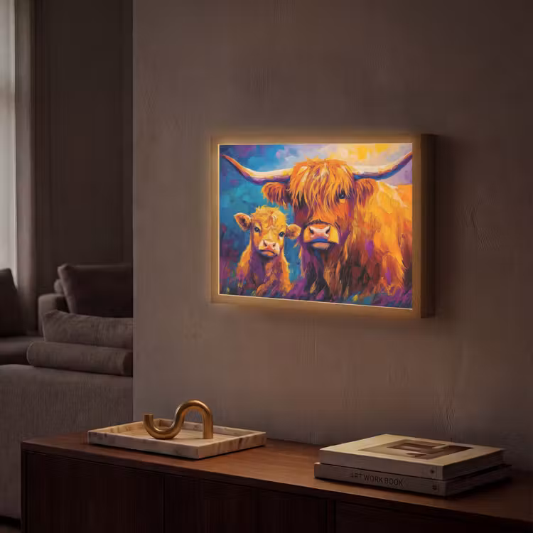 Lightbox - Wandlamp - Schotse hooglander - Koeien - Dieren - Kunst — 2