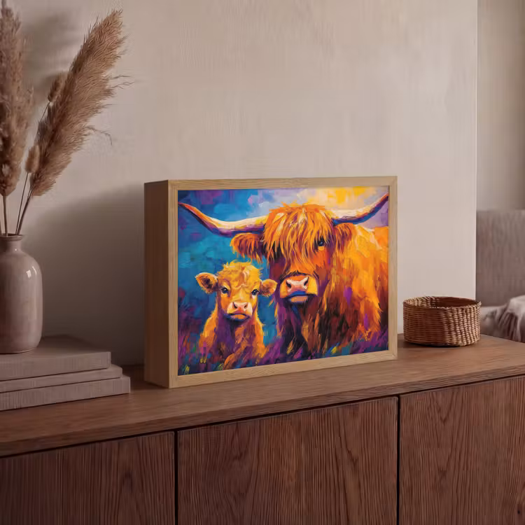 Lightbox - Wandlamp - Schotse hooglander - Koeien - Dieren - Kunst — 4