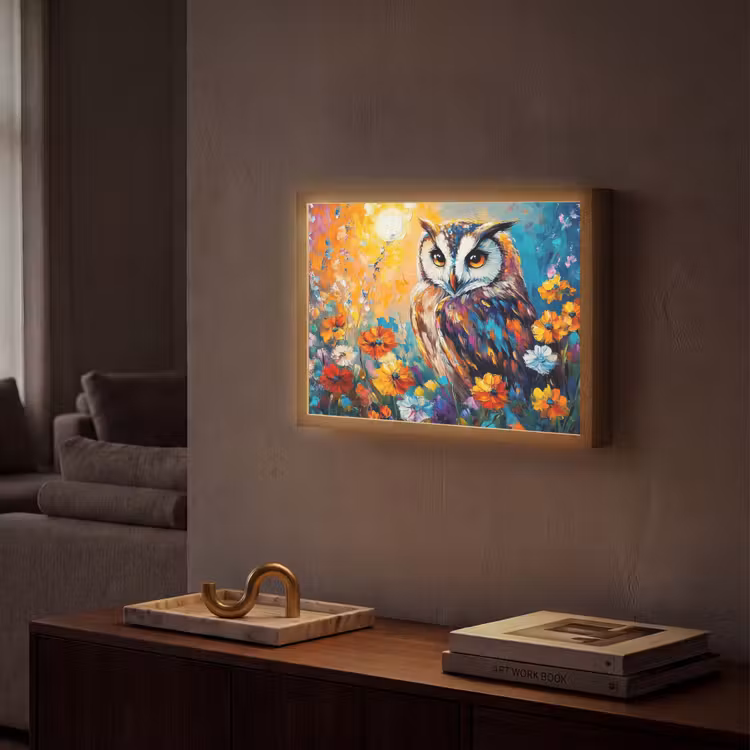 Lightbox - Wandlamp - Uil - Bloemen - Kunst - Zonsondergang — 2