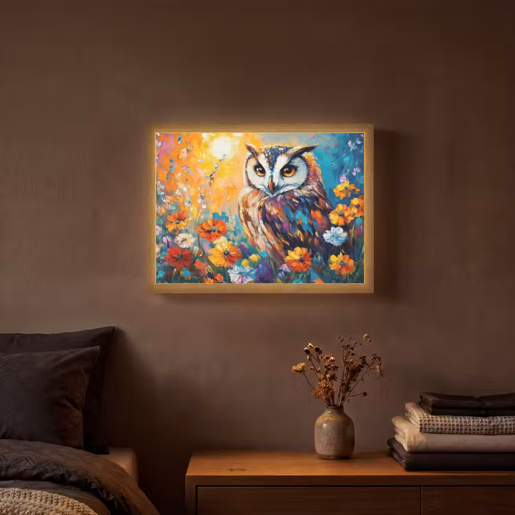 Lightbox - Wandlamp - Uil - Bloemen - Kunst - Zonsondergang — 3