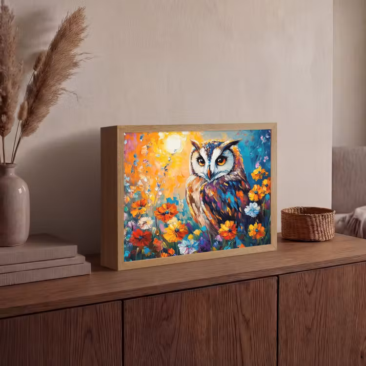 Lightbox - Wandlamp - Uil - Bloemen - Kunst - Zonsondergang — 4