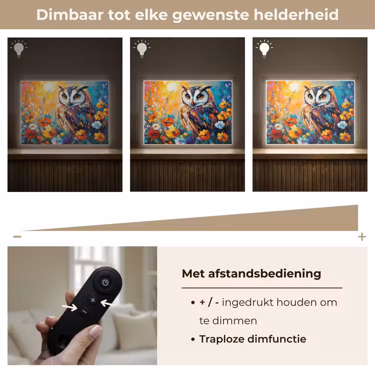 Lightbox - Wandlamp - Uil - Bloemen - Kunst - Zonsondergang — 9