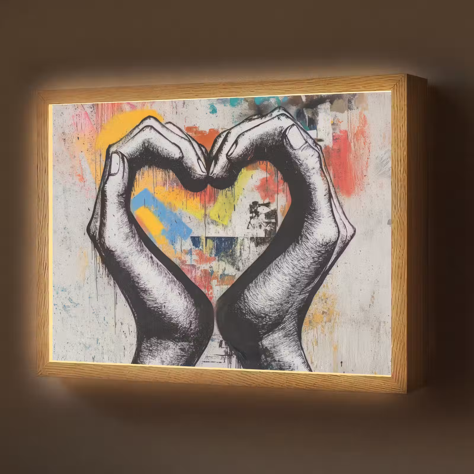 Lightbox - Wandlamp - Handen - Hart - Street art - Graffiti — 1