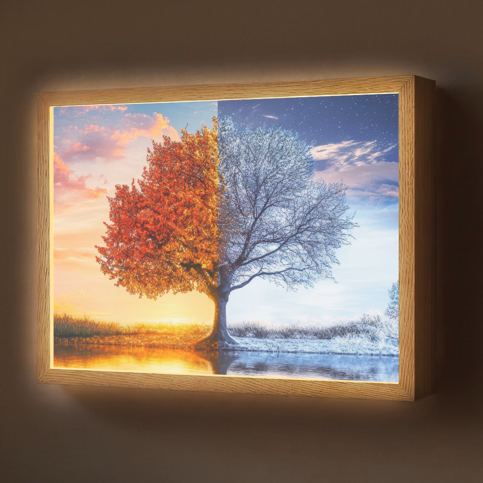 Lightbox - Wandlamp - Seizoenen - Kunst - Boom - Herfst - Winter — 1