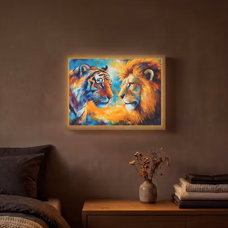 Lightbox - Wandlamp - Dieren - Kunst - Leeuw - Tijger — 3