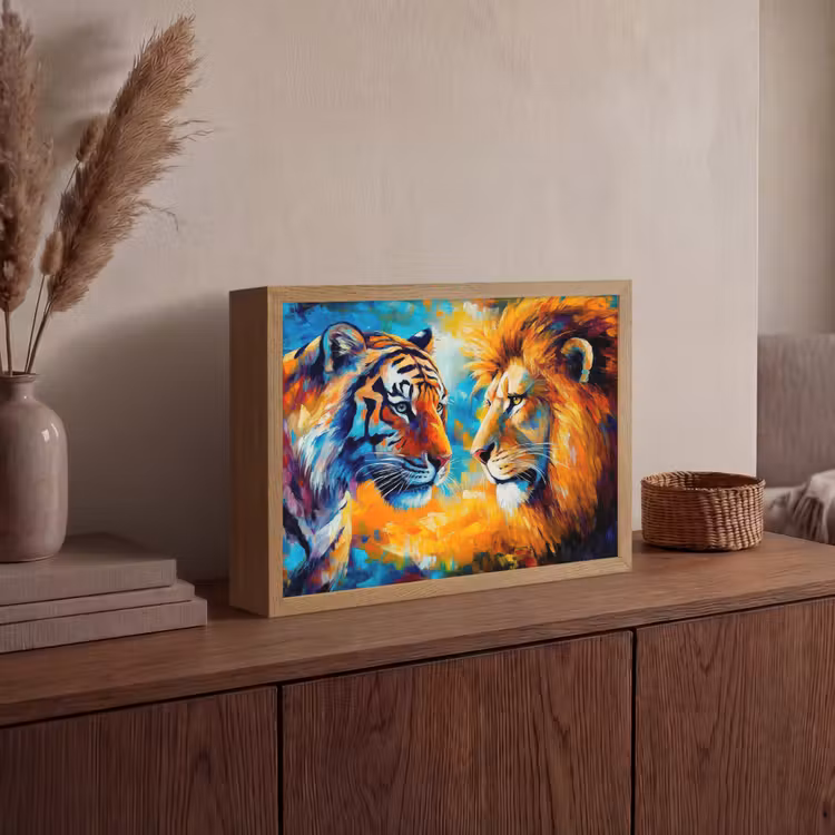Lightbox - Wandlamp - Dieren - Kunst - Leeuw - Tijger — 4