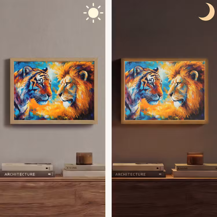 Lightbox - Wandlamp - Dieren - Kunst - Leeuw - Tijger — 6