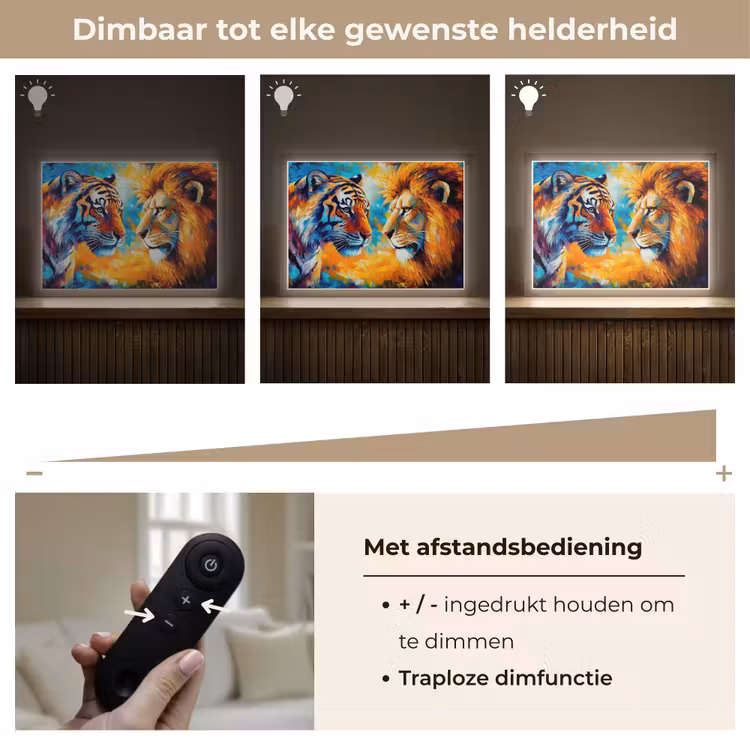 Lightbox - Wandlamp - Dieren - Kunst - Leeuw - Tijger — 9