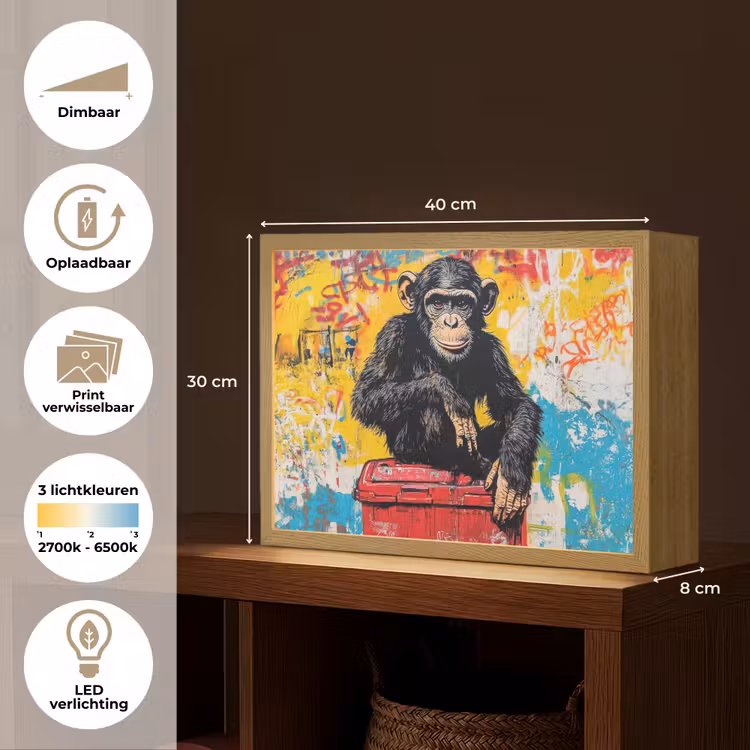Lightbox - Wandlamp - Graffiti - Aap - Street art - Dieren — 10