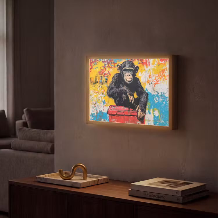 Lightbox - Wandlamp - Graffiti - Aap - Street art - Dieren — 2
