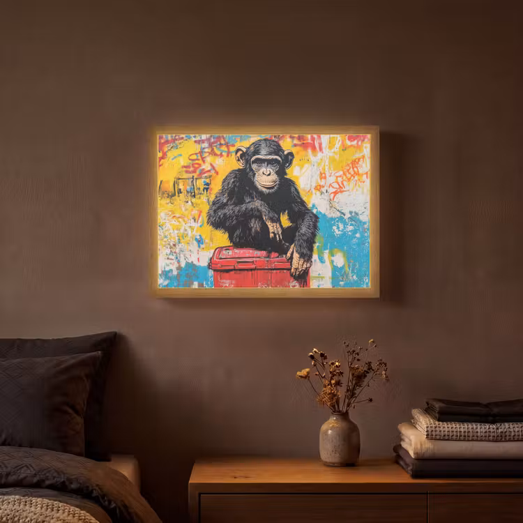 Lightbox - Wandlamp - Graffiti - Aap - Street art - Dieren — 3