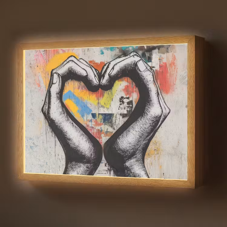 Lightbox - Wandlamp - Handen - Hart - Street art - Graffiti — 1