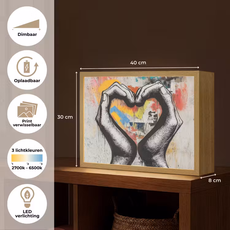Lightbox - Wandlamp - Handen - Hart - Street art - Graffiti — 10