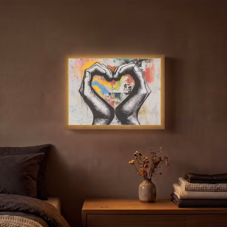 Lightbox - Wandlamp - Handen - Hart - Street art - Graffiti — 3