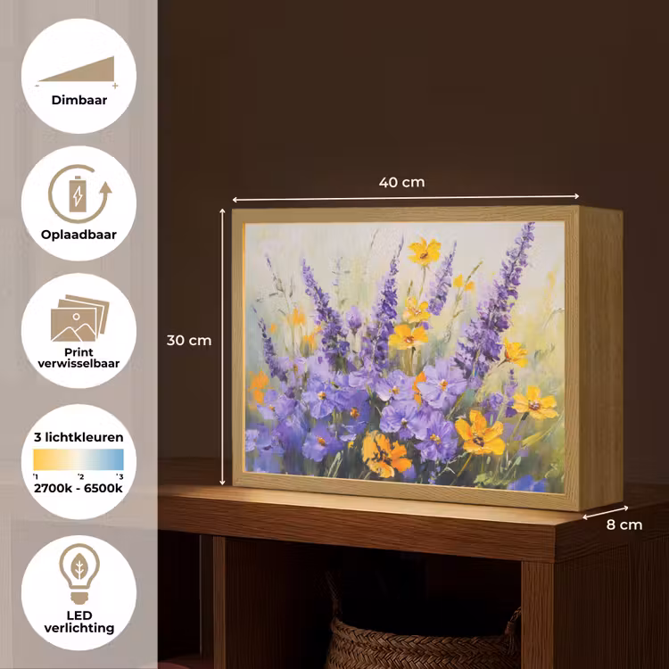 Lightbox - Wandlamp - Lavendel - Bloemen - Natuur - Kunst — 10