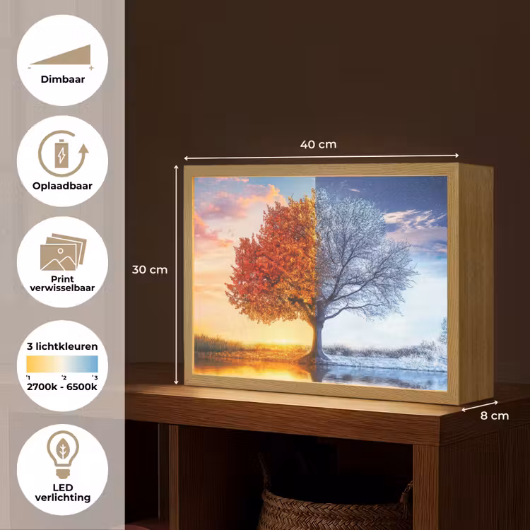 Lightbox - Wandlamp - Seizoenen - Kunst - Boom - Herfst - Winter — 10