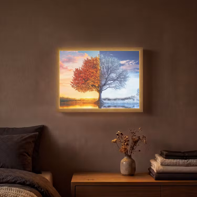 Lightbox - Wandlamp - Seizoenen - Kunst - Boom - Herfst - Winter — 3