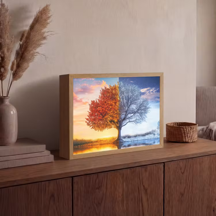 Lightbox - Wandlamp - Seizoenen - Kunst - Boom - Herfst - Winter — 4