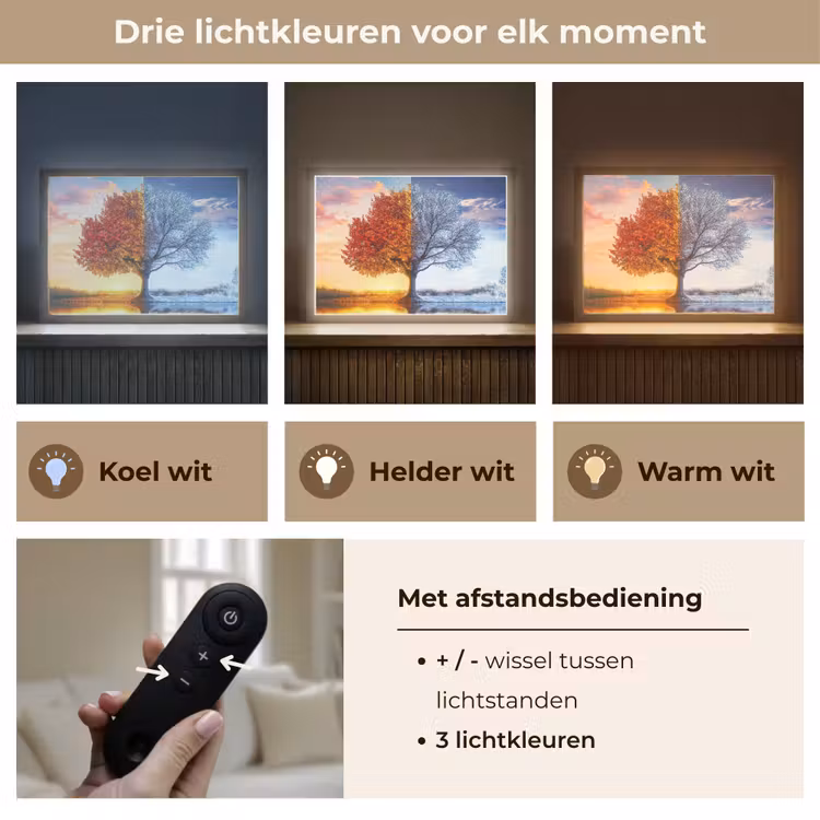 Lightbox - Wandlamp - Seizoenen - Kunst - Boom - Herfst - Winter — 8