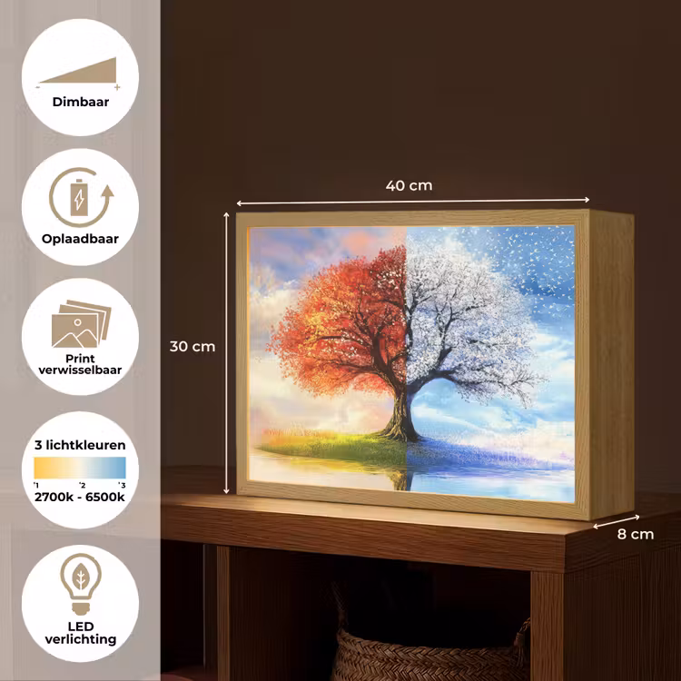 Lightbox - Wandlamp - Seizoenen - Kunst - Boom - Winter - Herfst — 10