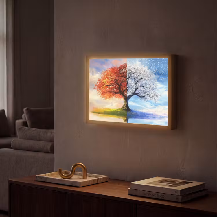 Lightbox - Wandlamp - Seizoenen - Kunst - Boom - Winter - Herfst — 2