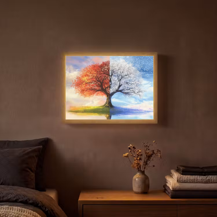Lightbox - Wandlamp - Seizoenen - Kunst - Boom - Winter - Herfst — 3