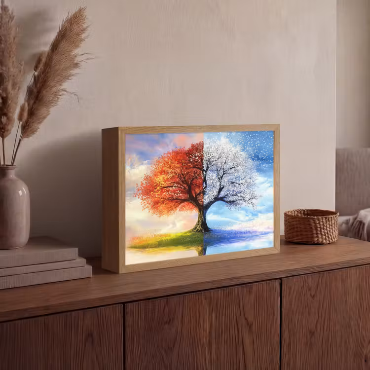 Lightbox - Wandlamp - Seizoenen - Kunst - Boom - Winter - Herfst — 4