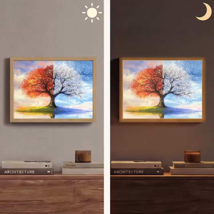 Lightbox - Wandlamp - Seizoenen - Kunst - Boom - Winter - Herfst — 6