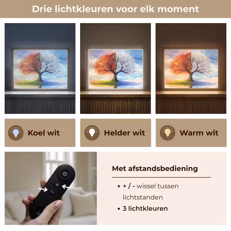 Lightbox - Wandlamp - Seizoenen - Kunst - Boom - Winter - Herfst — 8