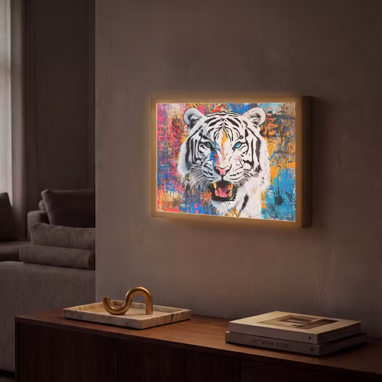 Lightbox - Wandlamp - Street art - Tijger - Wit - Graffiti - Dieren — 2