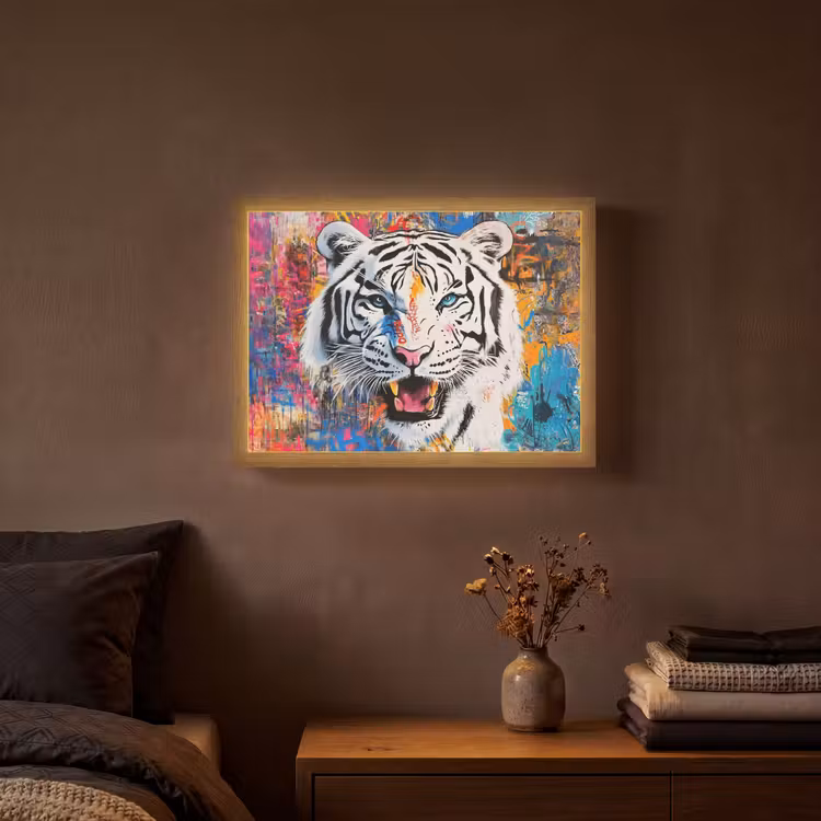 Lightbox - Wandlamp - Street art - Tijger - Wit - Graffiti - Dieren — 3