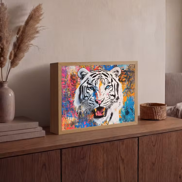 Lightbox - Wandlamp - Street art - Tijger - Wit - Graffiti - Dieren — 4