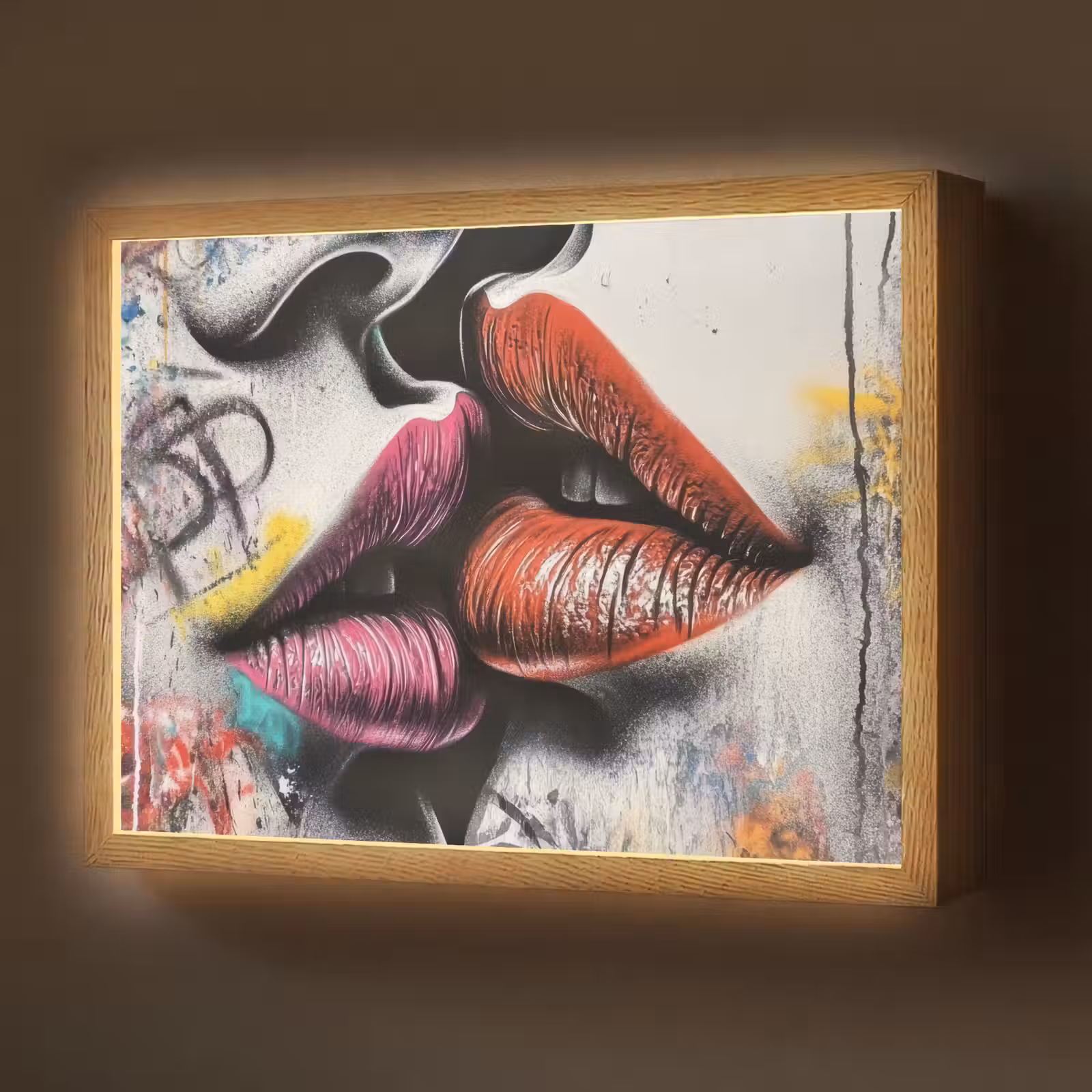 Lightbox - Wandlamp - Street art - Lippen - Kus - Graffiti — 1