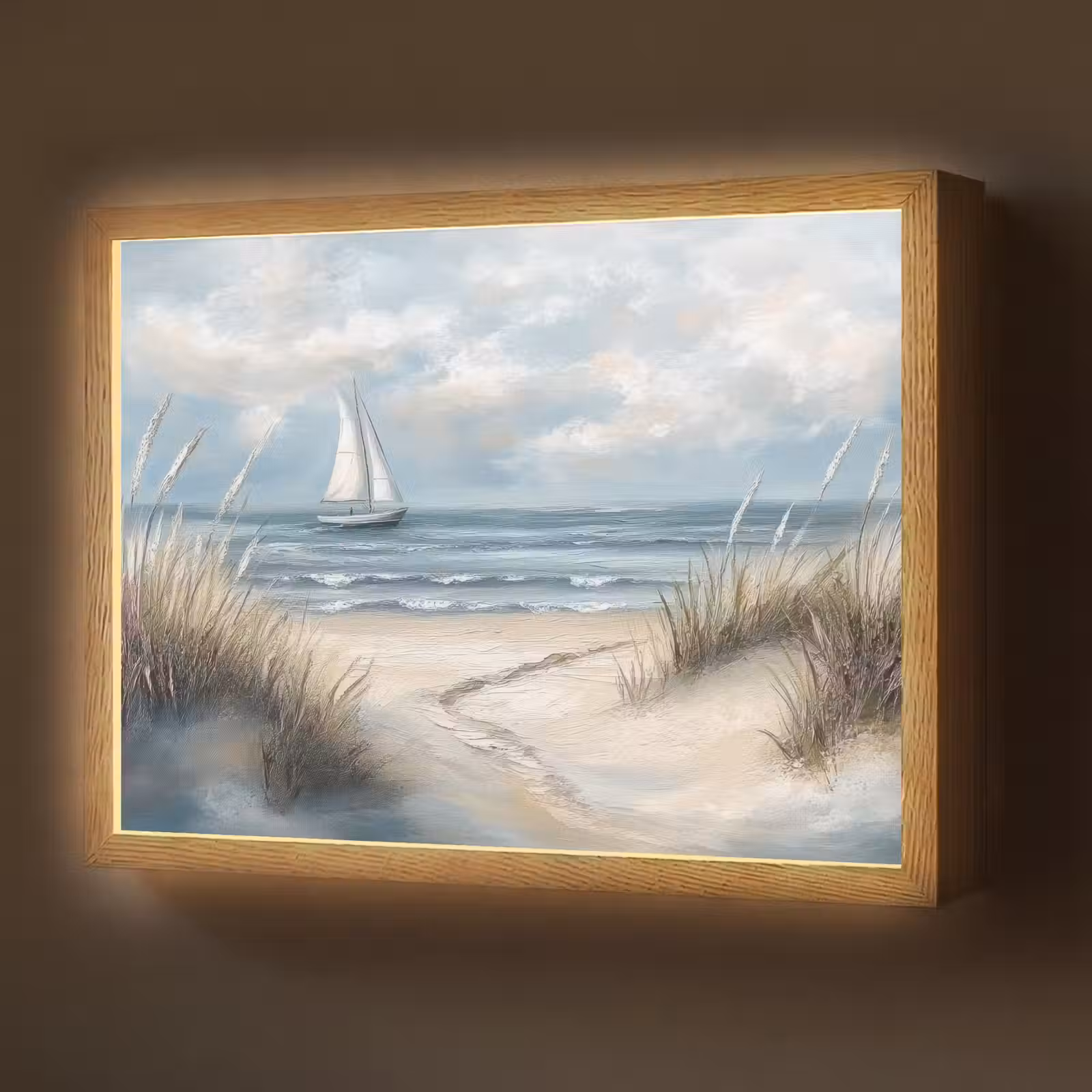 Lightbox - Wandlamp - Zee - Zeilboot - Strand - Duinen - Vintage — 1