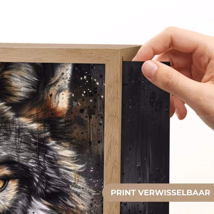 Lightbox - Wandlamp - Dieren - Wolf - Portret - Zwart - Bruin — 5