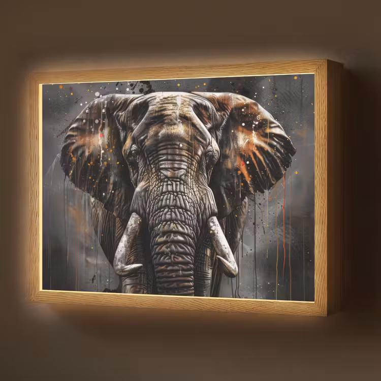 Lightbox - Wandlamp - Olifant - Watercolor - Wilde dieren - Luxe — 1