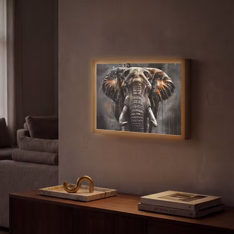 Lightbox - Wandlamp - Olifant - Watercolor - Wilde dieren - Luxe — 2