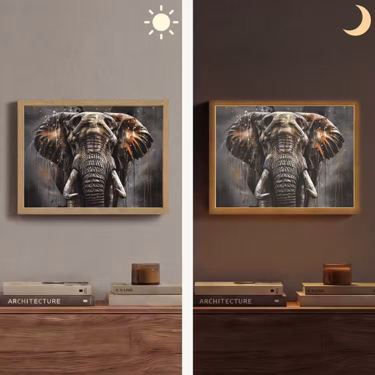 Lightbox - Wandlamp - Olifant - Watercolor - Wilde dieren - Luxe — 6