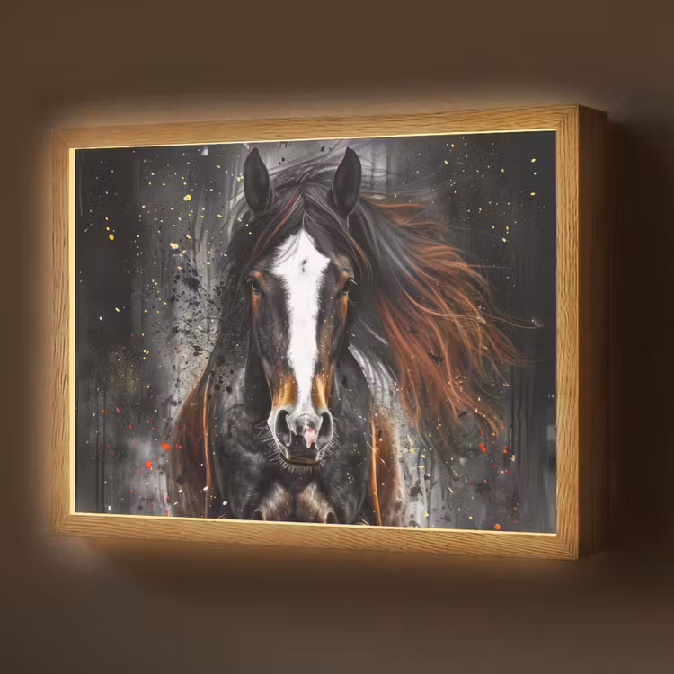 Lightbox - Wandlamp - Paard - Dieren - Zwart - Luxe - Modern — 1