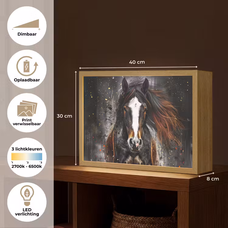 Lightbox - Wandlamp - Paard - Dieren - Zwart - Luxe - Modern — 10