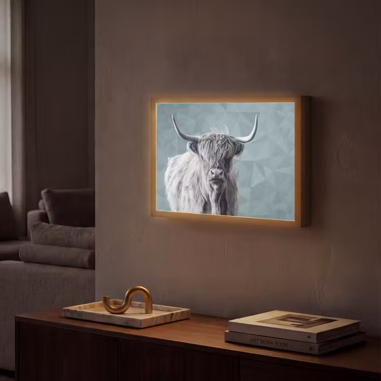 Lightbox - Wandlamp - Schotse hooglander - Zwart wit - Patroon - Driehoek — 2
