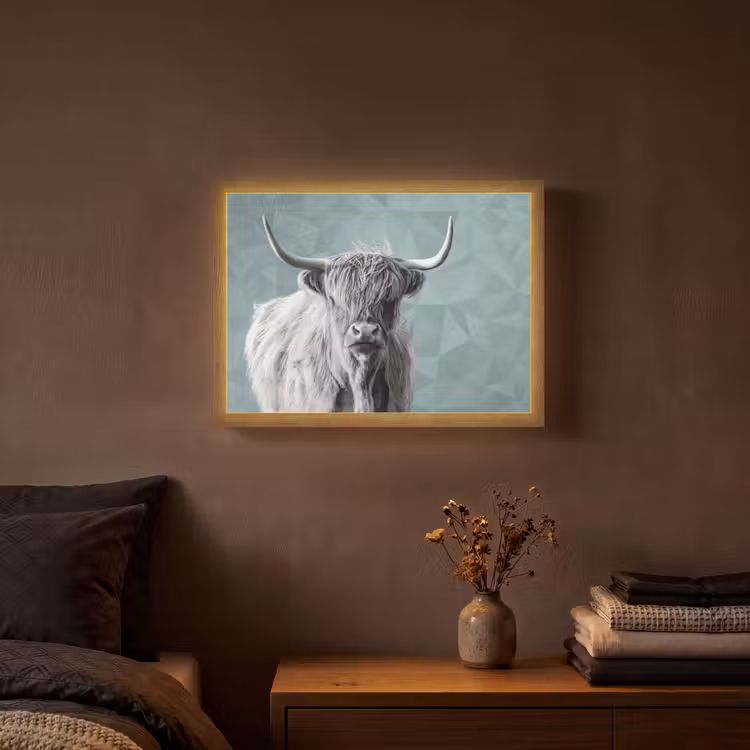 Lightbox - Wandlamp - Schotse hooglander - Zwart wit - Patroon - Driehoek — 3