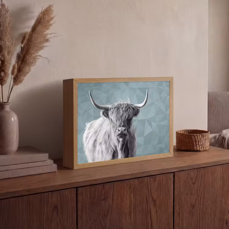 Lightbox - Wandlamp - Schotse hooglander - Zwart wit - Patroon - Driehoek — 4